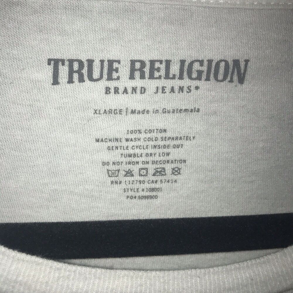 True Religion Men's Blue Red Horseshoe With R inside Graphic T-Shirt Size XL Tee - Picture 2 of 8